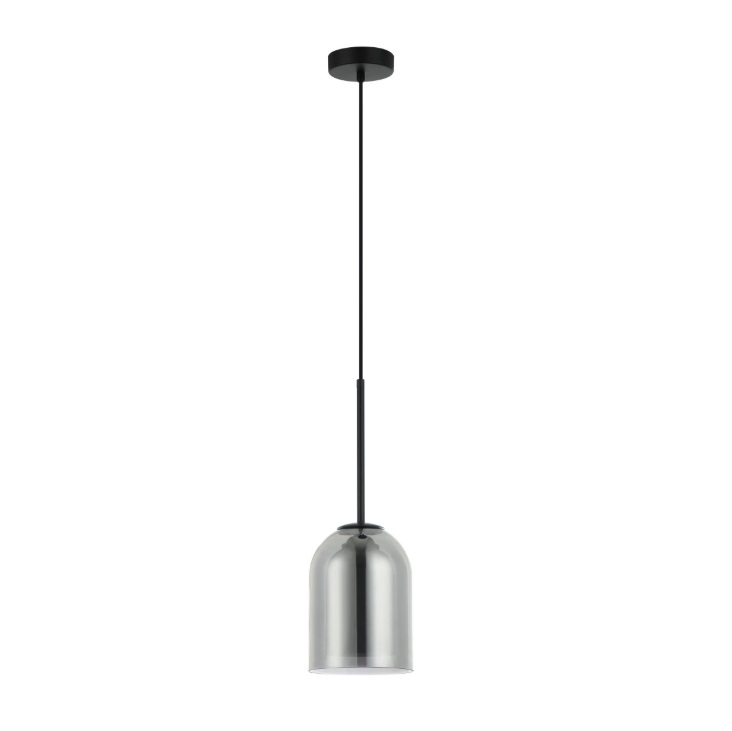 Lampa wisząca Elaris z dymionym szklanym kloszem - czarna