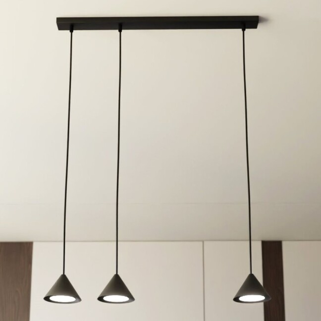 Lampa wisząca 3-punktowa czarna loft 3 małe stożki- Emibig Elit 3