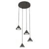 Czarna lampa wisząca 4-punktowa ze stożkami - Emibig Elit 4 Premium