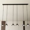 Lampa wisząca długa czarna z 6 kloszami stożek - Emibig Elit 6