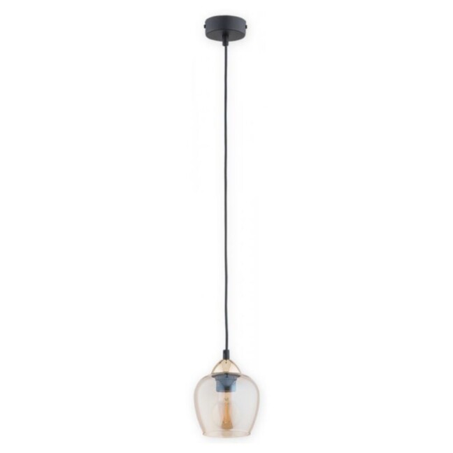 Lampa wisząca Margo czarna z bursztynowym szklanym kloszem E27