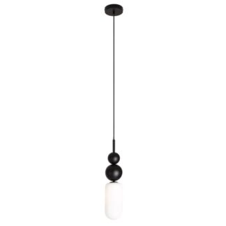 Lampa wisząca Nova Black czarna z mlecznym kloszem