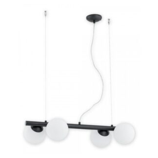 Lampa wisząca Osso 4 czarna z mlecznymi kulami E14 4-płomienna