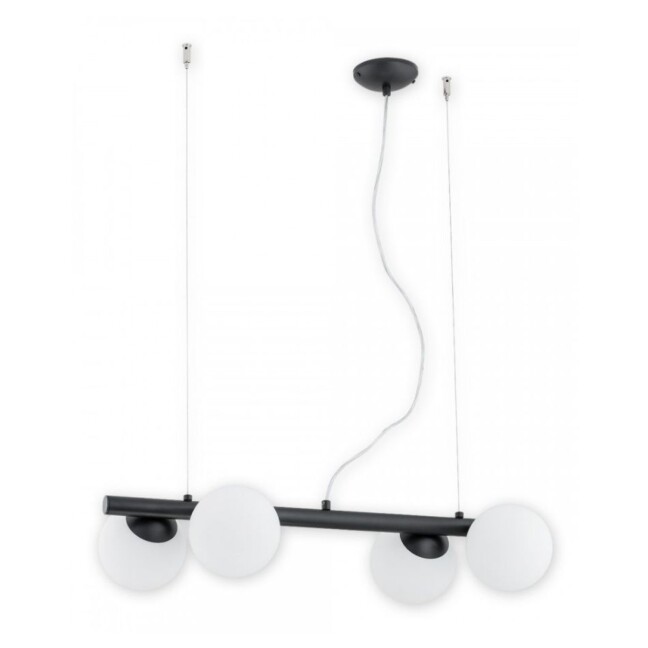 Lampa wisząca Osso 4 czarna z mlecznymi kulami E14 - Lemir