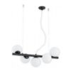 Lampa wisząca Osso 5 czarna listwa z białymi szklanymi kulami
