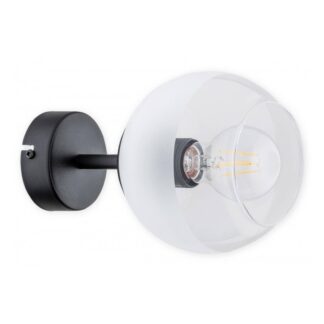 Kinkiet ścienny Pinox czarny z matowym wykończeniem i szklanym kloszem