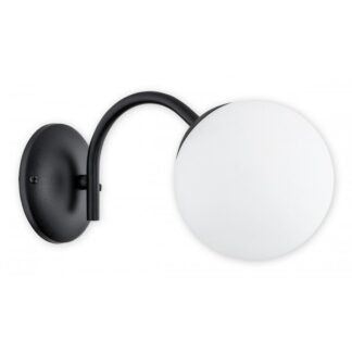 Kinkiet ścienny Nol czarny z mlecznym kloszem E14 1x40W