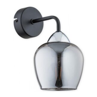 Kinkiet Margo czarny z grafitowym szklanym kloszem E27