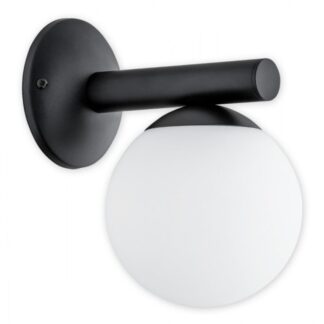 Kinkiet ścienny Osso czarny z mlecznym kulistym kloszem Lemir