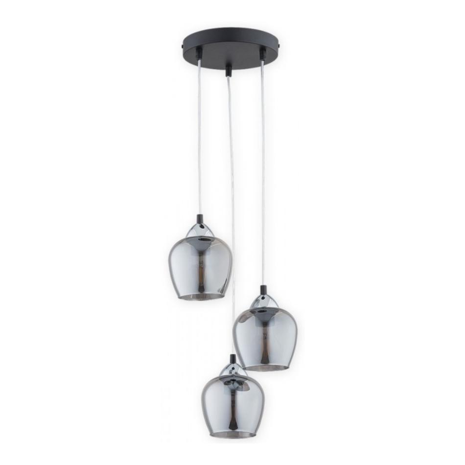 Lampa wisząca Margo 3 czarna z grafitowymi kloszami Lemir