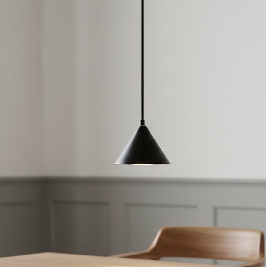 Mała czarna lampa wisząca stożek nad wyspę - Emibig Elit