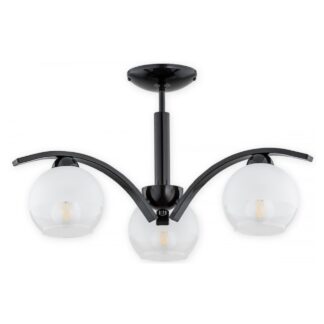 Żyrandol Leo 3 czarny połysk z trzema szklanymi kloszami E27