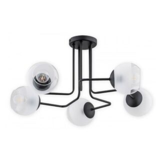 Czarny żyrandol Pinox 5 z pięcioma szklanymi kulami