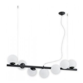 Czarny żyrandol Osso 7 z mlecznymi kulami E14