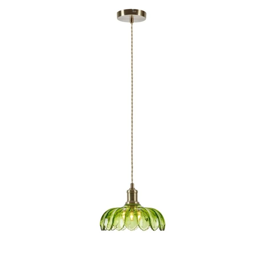 Szklana lampa wisząca Kurage z zielonym dekoracyjnym kloszem