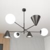 Żyrandol loft czarno-biały z sześcioma kloszami - Emibig Hermes 6