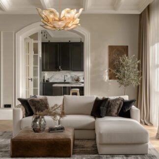 Żyrandol Wellington 12xE14 z bursztynowego szkła