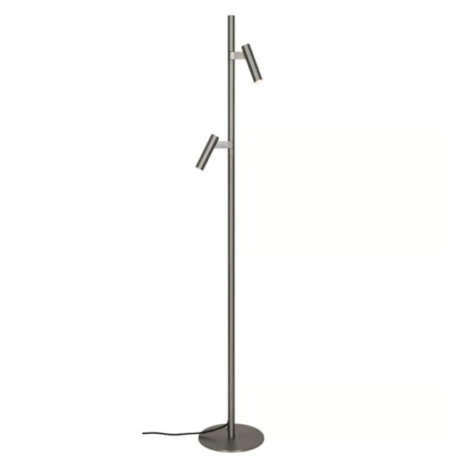Lampa podłogowa Makoto, satynowy chrom z 2 reflektorami do czytania