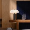 Elegancka lampa grzybek na komodę Gabrielle - szkło i chrom - Nordlux