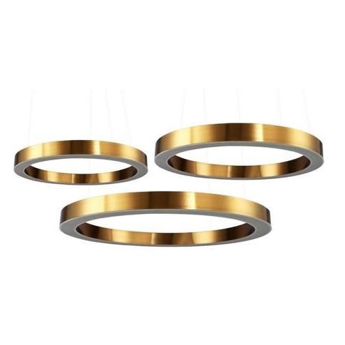 Żyrandol LED pierścienie w kolorze mosiądzu do salonu Circle 3 60+80+80