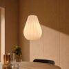 Lampa wisząca Sallino biała z plisowanym szklanym kloszem - Nordlux