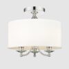 Srebrna lampa sufitowa Abu Dhabi 40 z białym abażurem i trzema źródłami E14