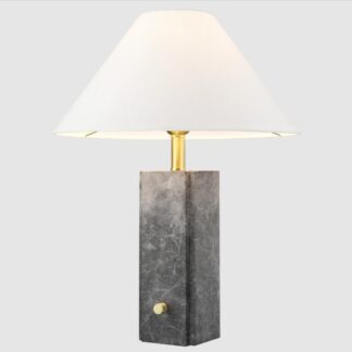 Lampa stołowa Orleans z trawertynową podstawą i białym abażurem