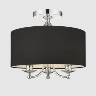 Plafon Abu Dhabi 40 srebrno‑czarny z abażurem, 3×E14