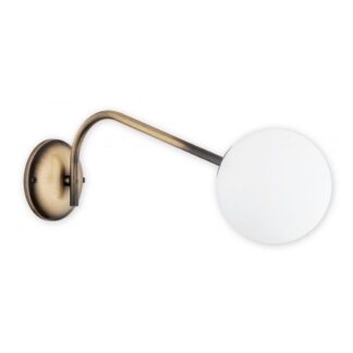 Kinkiet ścienny Nol Long patynowany z białą kulą szklaną