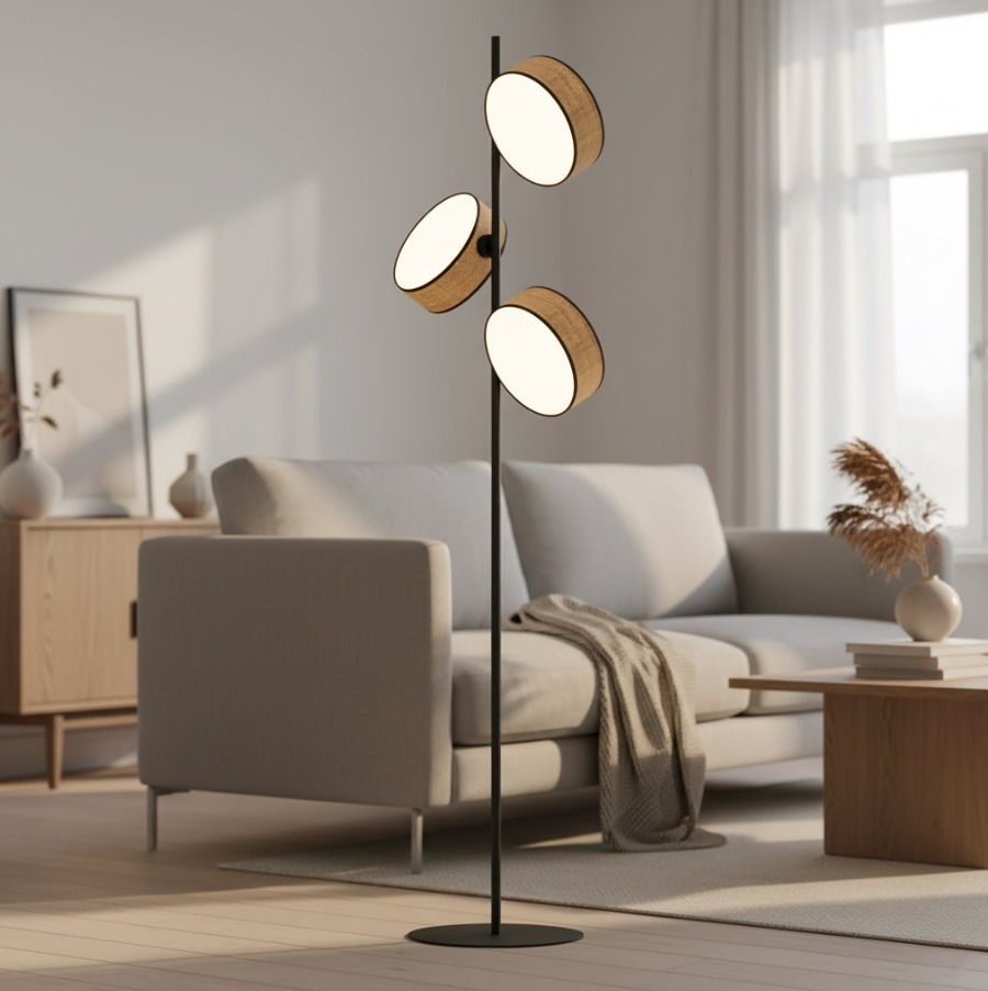 Lampa stojąca boho z trzema ruchomymi abażurami - Emibig Drumz LP3