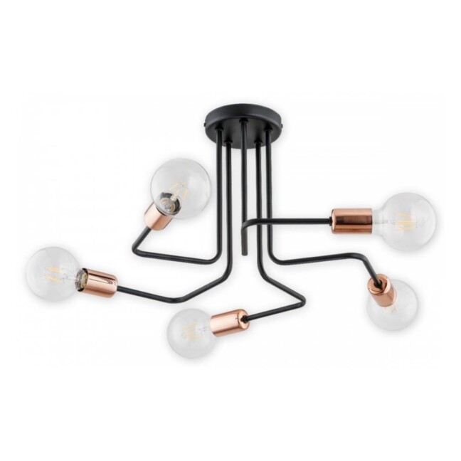 Lampa sufitowa Pixi 5 czarno‑miedziana na 5 żarówek
