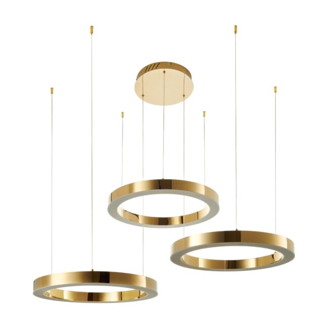 Lampa LED z trzech ringów 60 cm polerowane złoto Circle 3 60+60+60