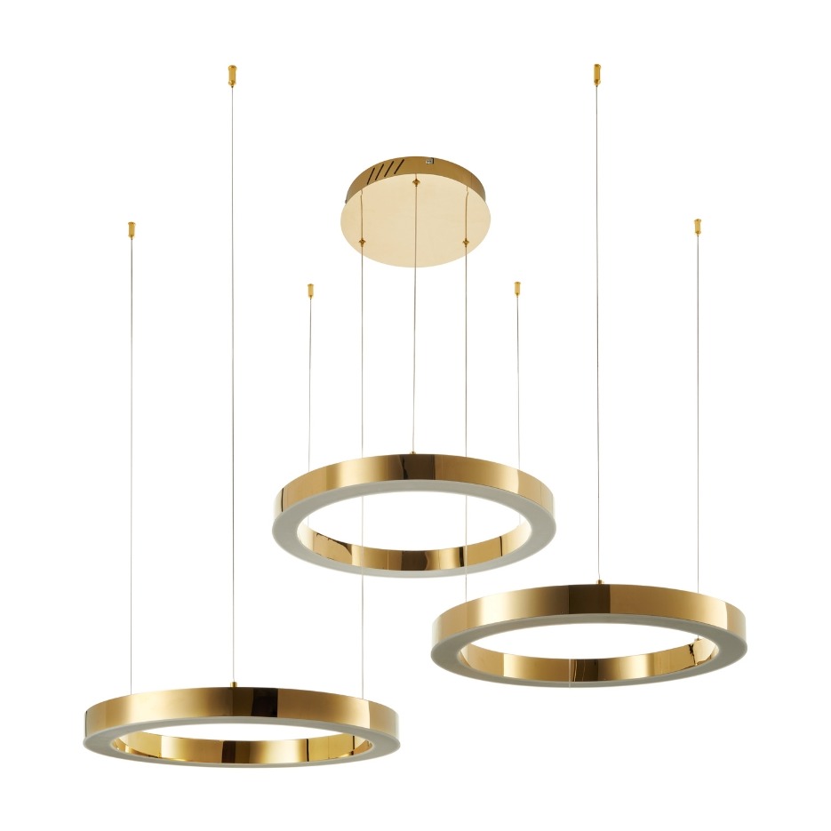 Lampa LED z trzech ringów 60 cm polerowane złoto Circle 3 60+60+60