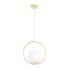 Elegancka lampa wisząca złoty ring z białą kulą - Costa Round 35
