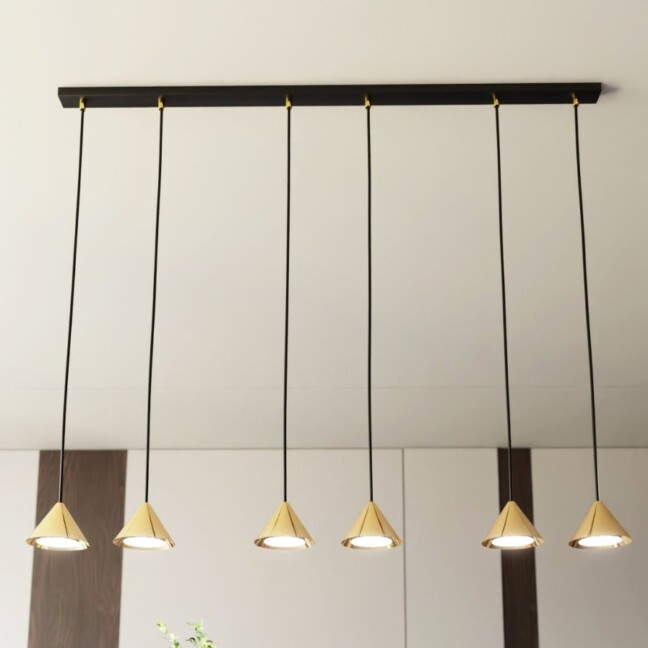 Złota lampa wisząca 6-punktowa glamour nad wyspę - Emibig Elit 6