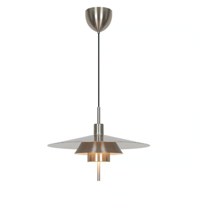 Skandynawska lampa wisząca nad stół - srebrna, warstwowa