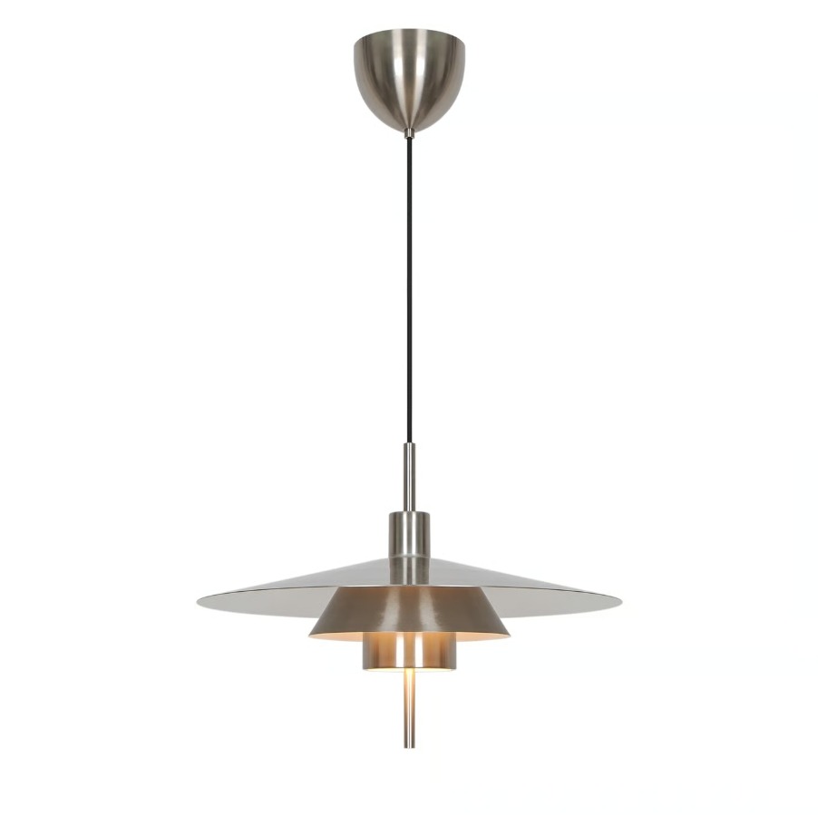 Skandynawska lampa wisząca nad stół - srebrna, warstwowa