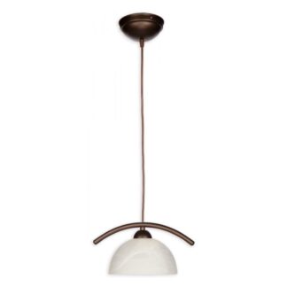 Lampa wisząca Loko z alabastrowym białym kloszem – rdza wenge