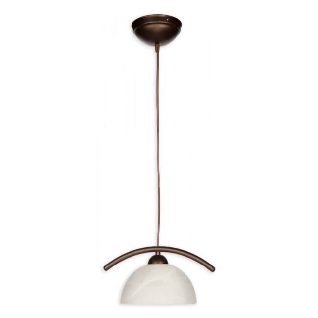 Lampa wisząca Loko z alabastrowym białym kloszem - rdza wenge