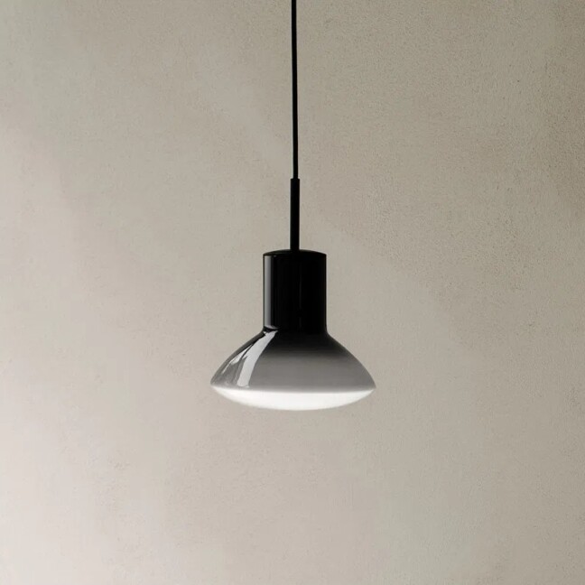 Lampa wisząca Onda – szary gradientowy klosz szklany w kształcie żarówki