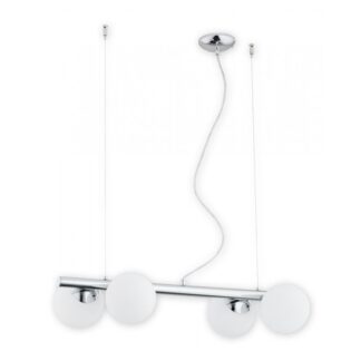 Lampa wisząca Osso 4 chrom z mlecznymi szklanymi kulami