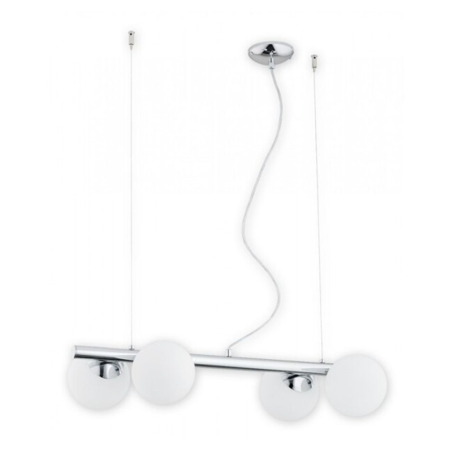 Lampa wisząca Osso 4 chrom z mlecznymi szklanymi kulami