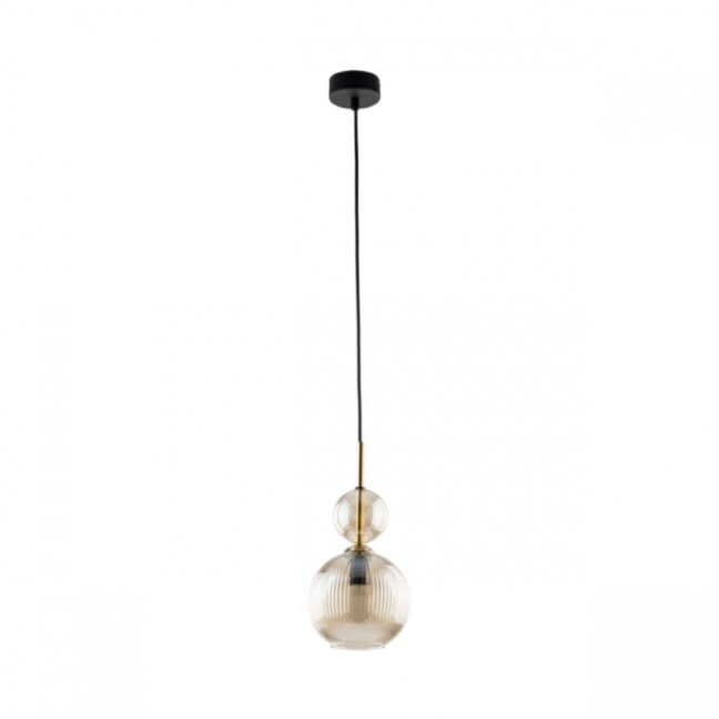 Pojedyncza, bursztynowa lampa wisząca Sophia - ryflowane szkło