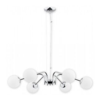 Lampa wisząca Nol 6 chrom – żyrandol z sześcioma szklanymi kulami