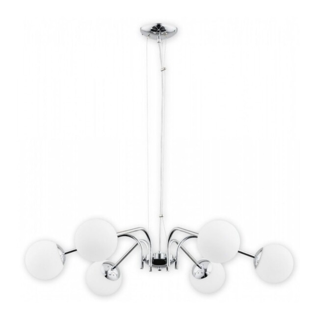 Lampa wisząca Nol 6 chrom – żyrandol z sześcioma szklanymi kulami