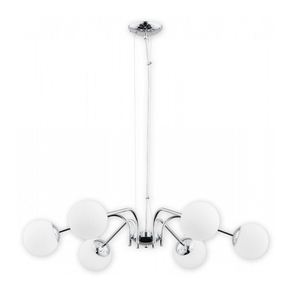 Lampa wisząca Nol 6 chrom – żyrandol z sześcioma szklanymi kulami