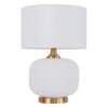 Ceramiczna lampka stołowa Tamiza 48 z białym abażurem i mosiężną podstawą