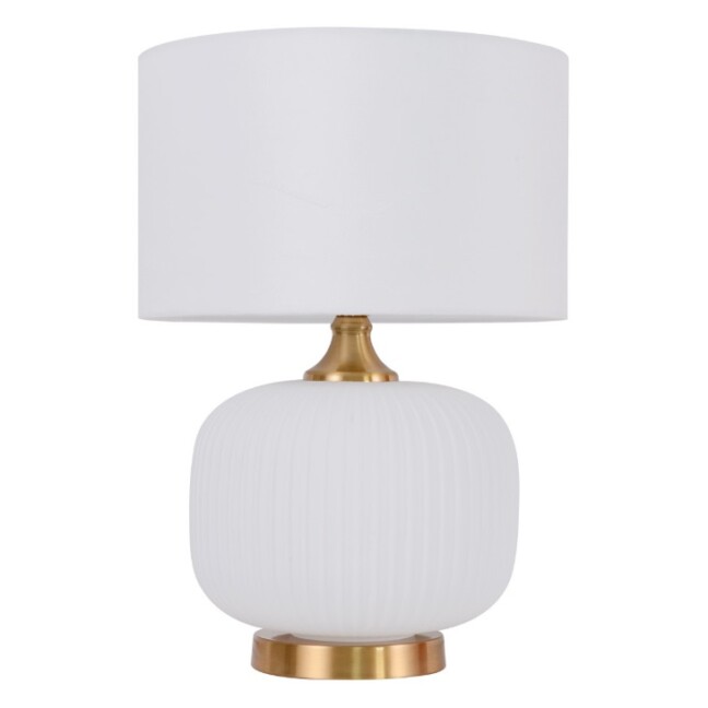Ceramiczna lampka stołowa Tamiza 48 z białym abażurem i mosiężną podstawą