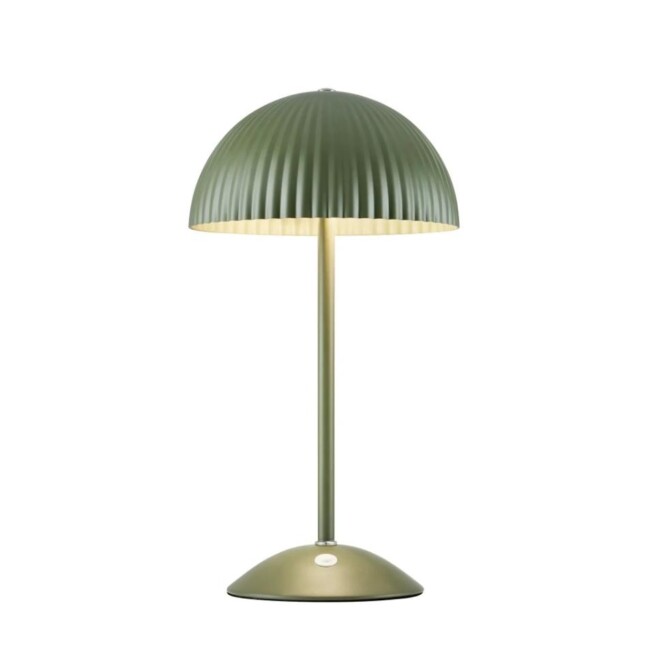 Zielona metalowa lampa stołowa Zin z plisowanym kloszem kopułowym