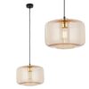 Elegancka czarno-złota lampa wisząca Alma 30 cm - z bursztynowym kloszem
